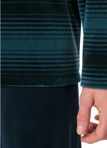 Schiesser, pyjama, blauw gestreept, velour