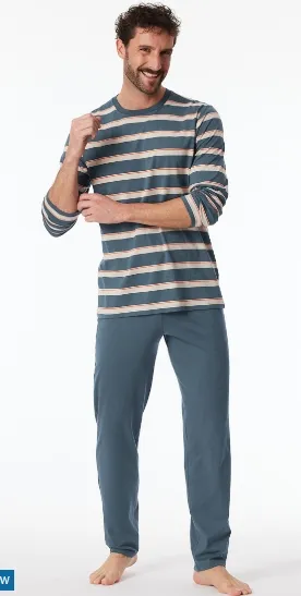Schiesser, pyjama, blauw, gestreept