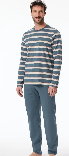 Schiesser, pyjama, blauw, gestreept