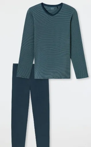 Schiesser, pyjama, blauw, gestreept