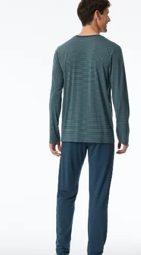 Schiesser, pyjama, blauw, gestreept