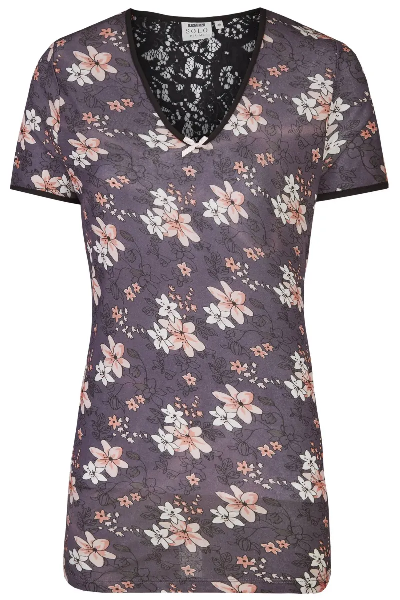 Shirt gebloemd met kapmouwen