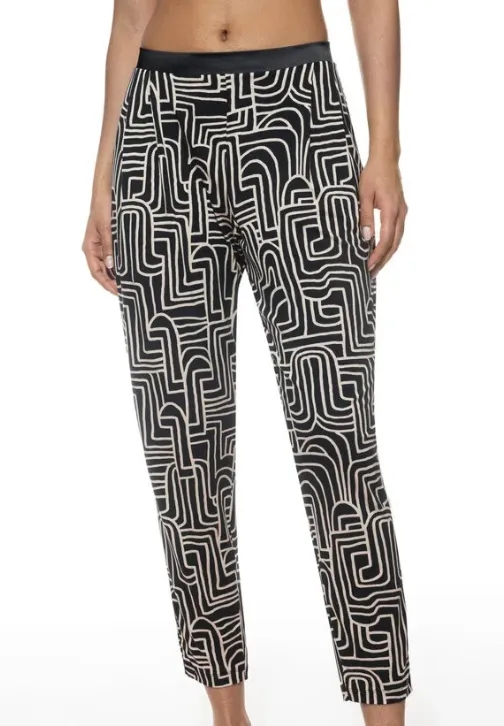 Mey, damespyjama, zwart met print