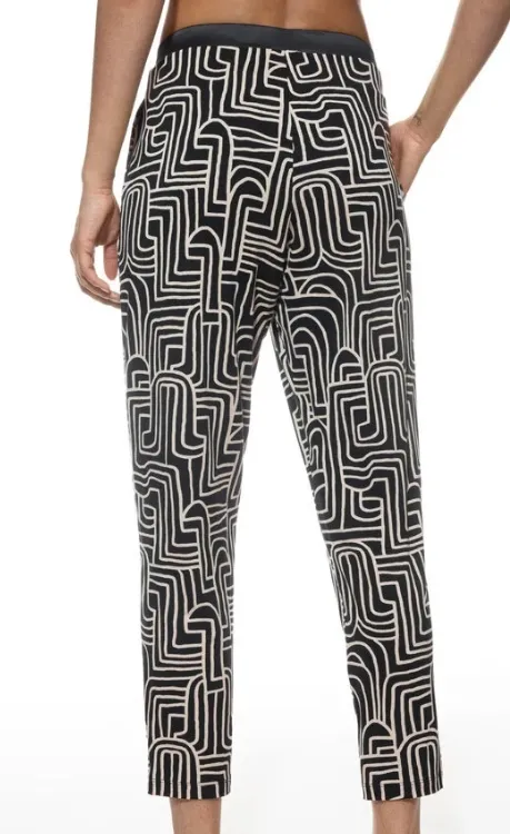 Mey, damespyjama, zwart met print