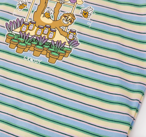 Woody, babypyjama, luiaard, gestreep