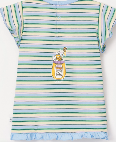 Woody, babypyjama, luiaard, gestreep