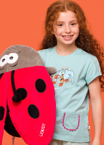 Woody, meisjespyjama, kreeft, turquoise