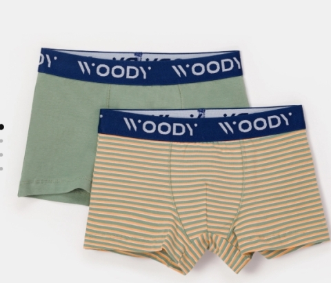 Woody, boxer, jongens, kaki-gestreept