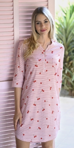 Ringella, slaapkleed, kersenprint, rood