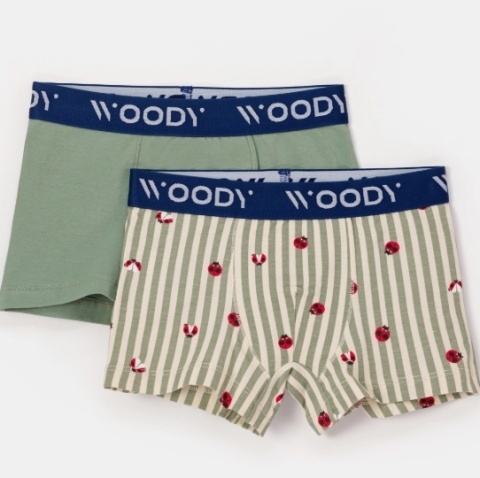 Woody, boxer, jongens, kaki-gestreept