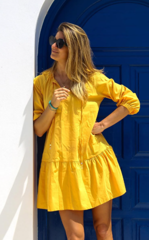 Vitamia Lounge, zomerkleed 3/4mouw, geel