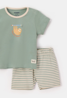 Woody, pyjama, groen, Luiaard