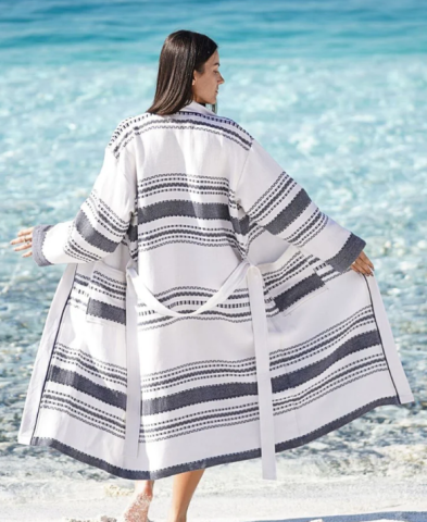 Zus en Zomer, badjas, wit-blauw, unisex