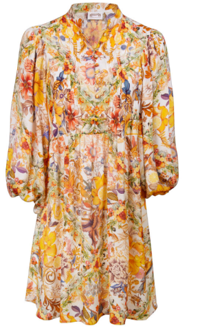 Maryan Melhorn, kleed, geel, fruitprint