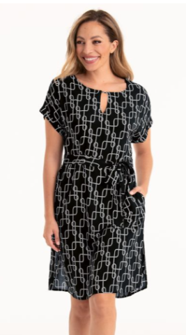 Anita, kleedje, zwart-wit hermes print