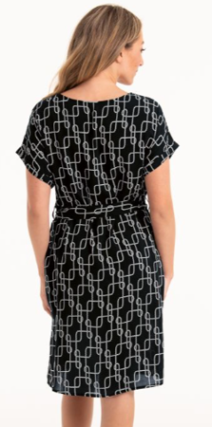 Anita, kleedje, zwart-wit hermes print