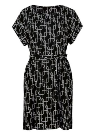 Anita, kleedje, zwart-wit hermes print