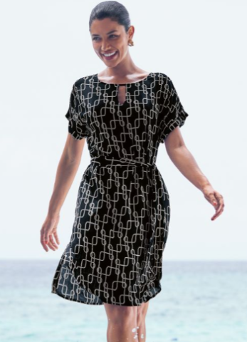 Anita, kleedje, zwart-wit hermes print