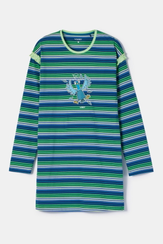 Woody, meisjespyjama blauw-groen streep