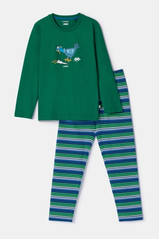 Woody, jongenspyjama, duif, donker groen