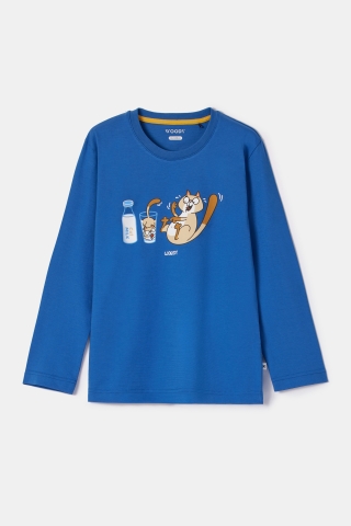 Woody, jongenspyjama, kat, donkerblauw