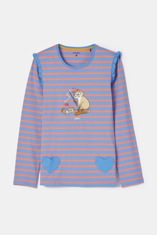 Woody, Meisjespyjama, blauw, kat