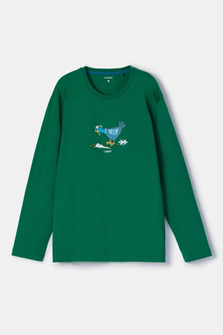 Woody, herenpyjama, duif, donker groen