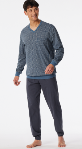 Schiesser, pyjama, blauw geruit