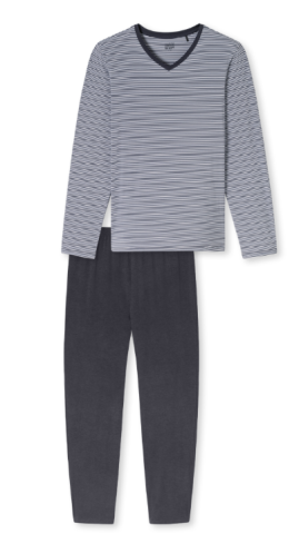 Schiesser, pyjama, grijs, gestreept