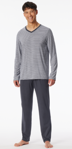 Schiesser, pyjama, grijs, gestreept