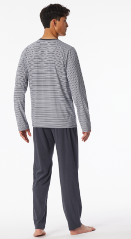 Schiesser, pyjama, grijs, gestreept