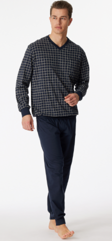 Schiesser, pyjama, donkerblauw, ruit