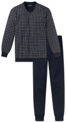 Schiesser, pyjama, donkerblauw, ruit