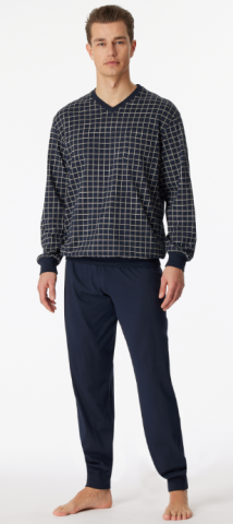 Schiesser, pyjama, donkerblauw, ruit