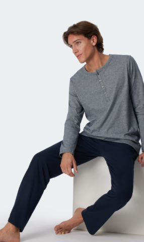 Schiesser, pyjama, blauw, gestreept