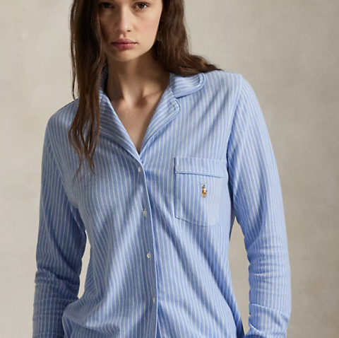 Ralph Lauren, damespyjama, blauwe streep