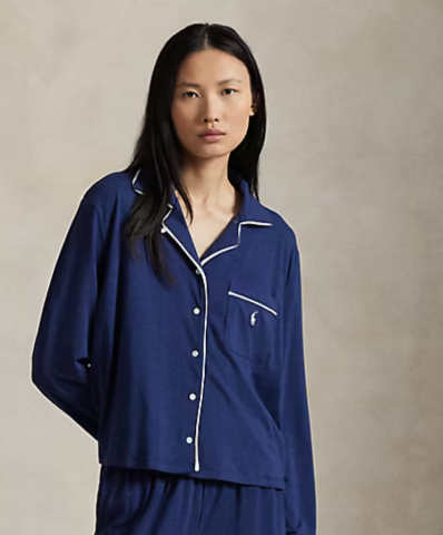 Ralph Lauren, doorknoopdamespyjama, marine