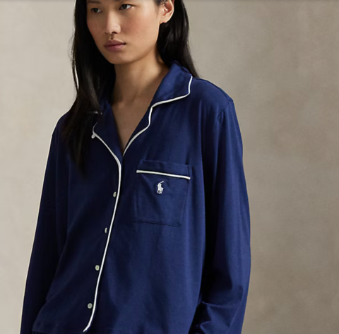 Ralph Lauren, doorknoopdamespyjama, marine