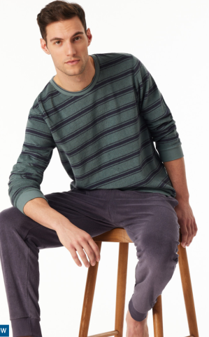 Schiesser, Herenpyjama, badstof, groen