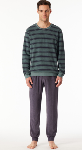 Schiesser, Herenpyjama, badstof, groen