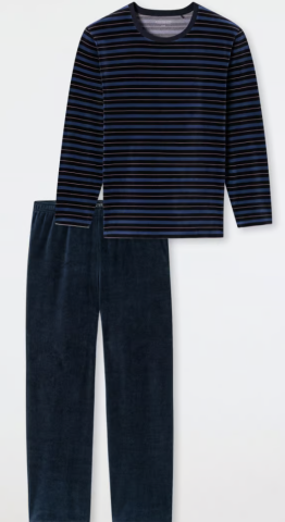 Schiesser, pyjama, badstof,blauwe streep