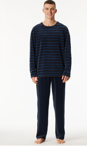 Schiesser, pyjama, badstof,blauwe streep