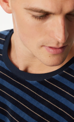 Schiesser, pyjama, badstof,blauwe streep