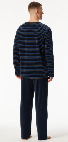 Schiesser, pyjama, badstof,blauwe streep