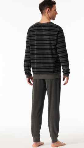 Schiesser, pyjama, badstof,grijze streep