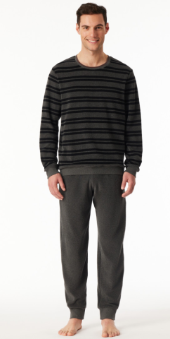 Schiesser, pyjama, badstof,grijze streep