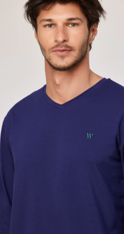 Woody, herenpyjama, donkerblauw