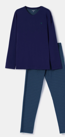 Woody, herenpyjama, donkerblauw