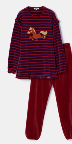 Woody, damespyjama, pony, rode streep