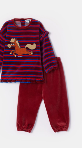 Woody, babypyjama, meisjes, pony, rood